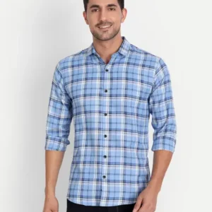 Men Regular Fit Checkered Spread Collar Casual Shirt