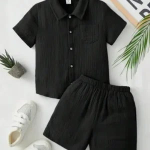 Baby Boys Party(Festive) Shirt Shorts  (BLACK)